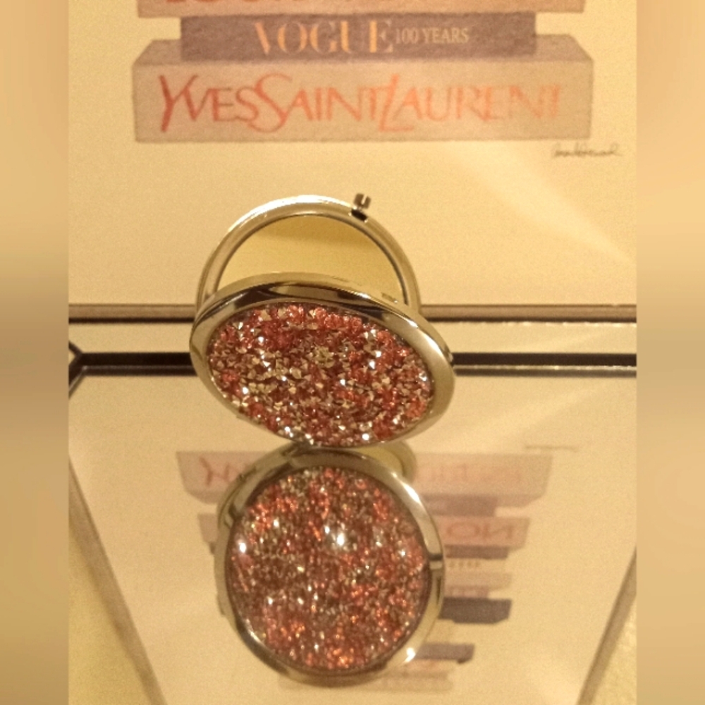 Pink and Silver compact mirror
